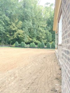 beginning and leveling for landscape in backyard