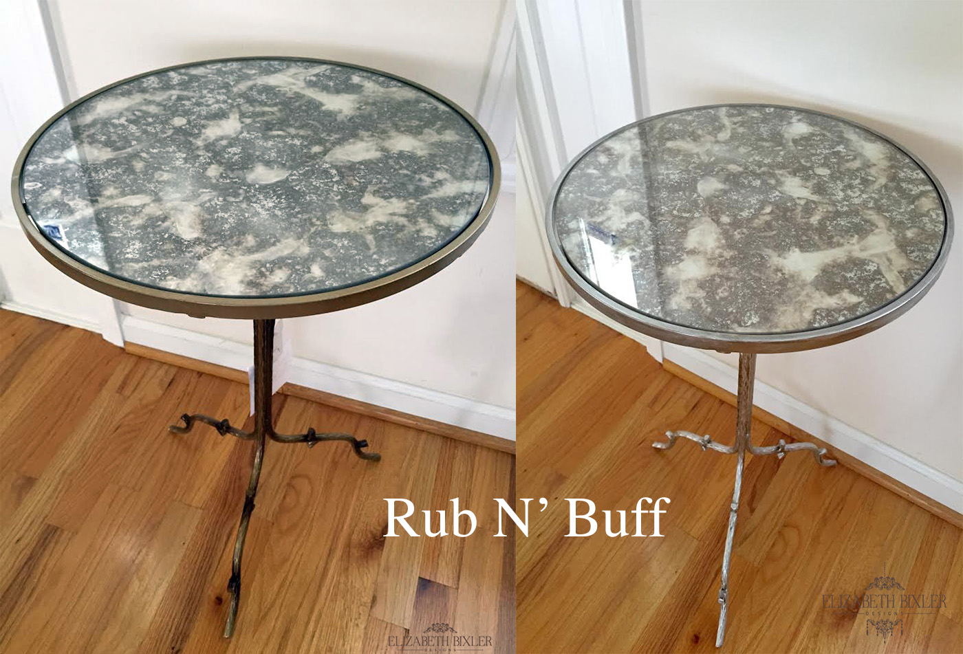 how to paint or repurpose a metal table with rub n'buff 