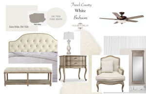 French Country White Bedroom Home Decor mood Style Design Board