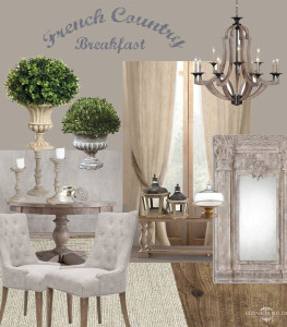 French Country Breakfast Nook and Dining Home Decor Style Mood Design Board Layout