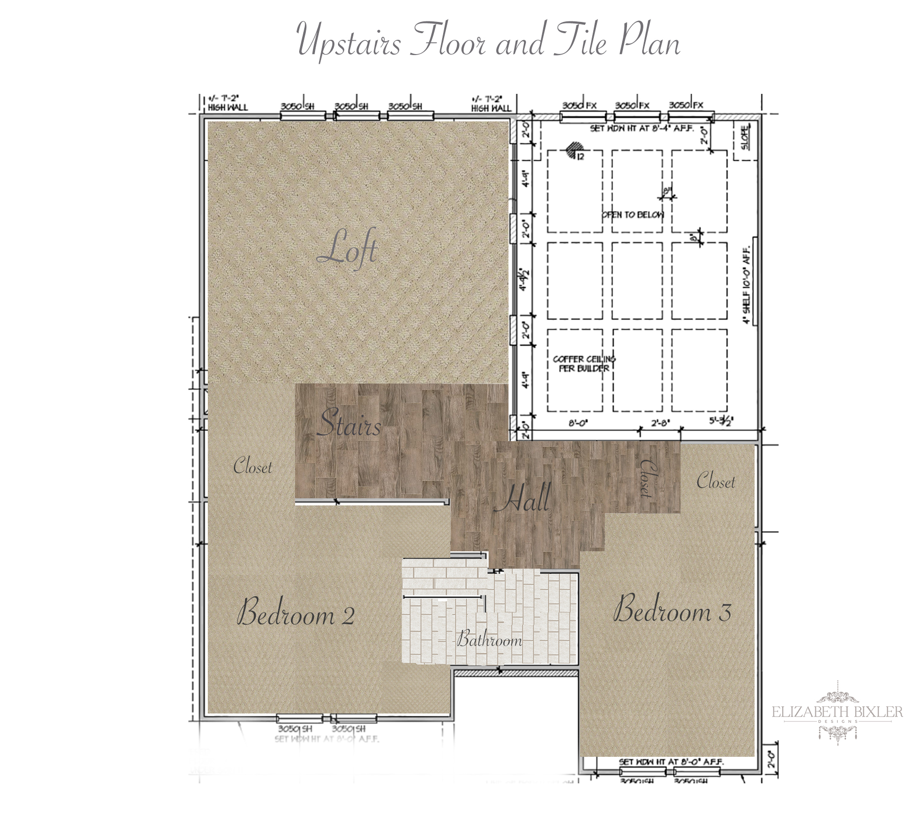 Flooring and Tile Plan Map with hardwood and concrete layout 