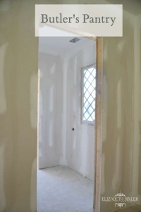 Home Construction drywall with tudor window for butler's pantry