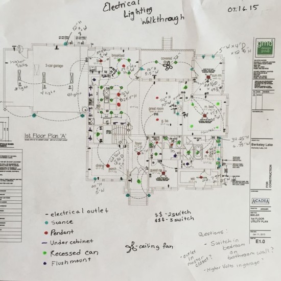 lfloorplan for lighting and electrical outlets