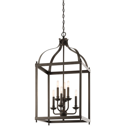 Kichler Larkin Olde Bronze Six Light Cage Foyer Pendant