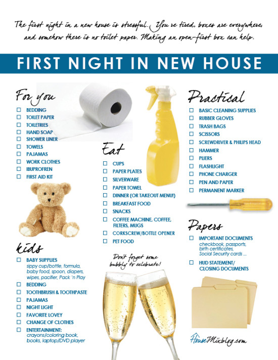 New House Checklist - What To Buy For a New Home