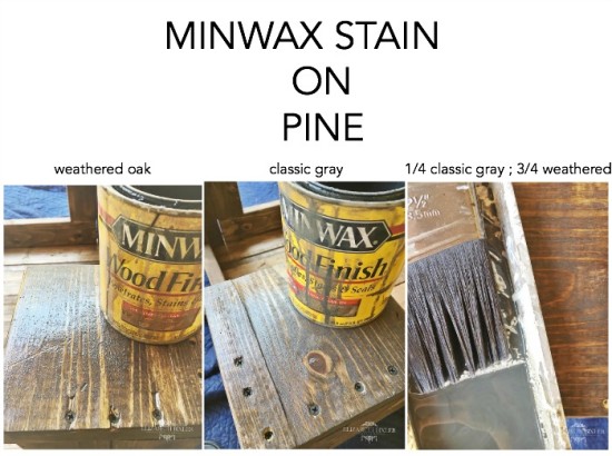 MINWAX WEATHERED OAK, CLASSIC GRAY, AND MIX ON PINE