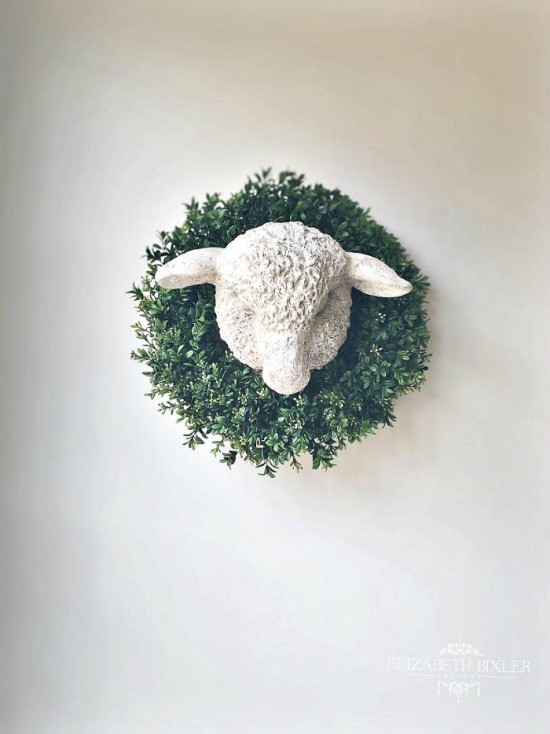 antique lamb's head wall decor