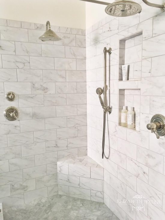 2 niches subway tile shower