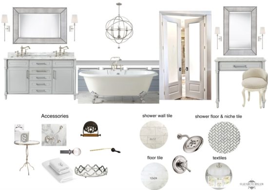 white bathroom mood board