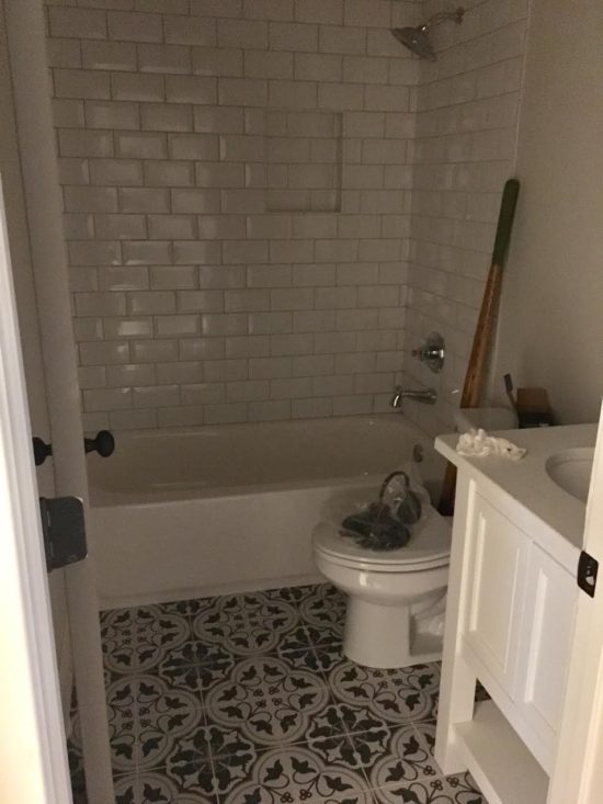 Vintage grey and white bathroom